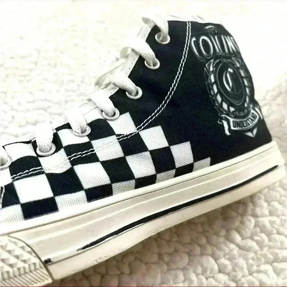 Collins Black/White Checker “Its A Collin’s Thing” Graphic Lace High Top Size 10 - Picture 6 of 14